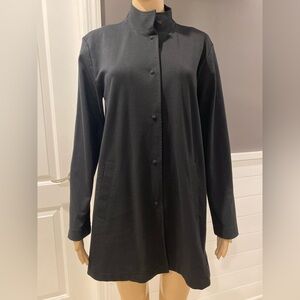 EILEEN FISHER Woman’s Size XS /TP Black Snap Front Long Lightweight Jacket